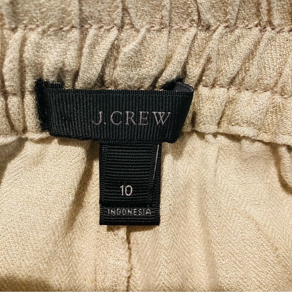 J  CREW Sz 10 100% Linen Elastic Band Drawstring Waist Pockets Tapered Leg Pants - Picture 6 of 12
